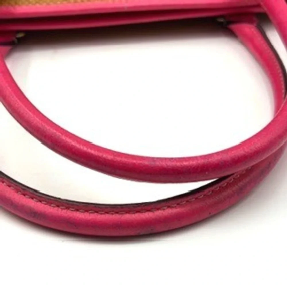Kate Spade New York Straw Leather‎ Dome Satchel Bag Pink Tan Woven Handbag